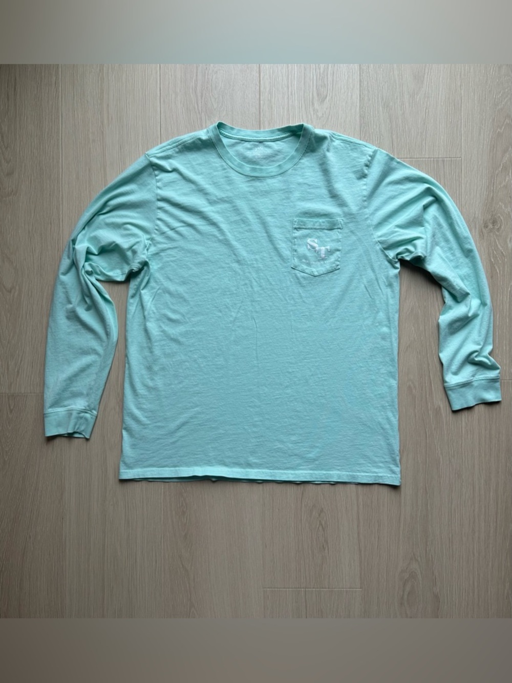 Southern Tide Long Sleeve Pocket Tee Men’s XL Aqua Casual Shirt